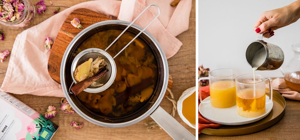 masala chai with rose - preparation