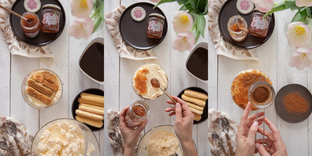 Tiramisu recipe with rose jam