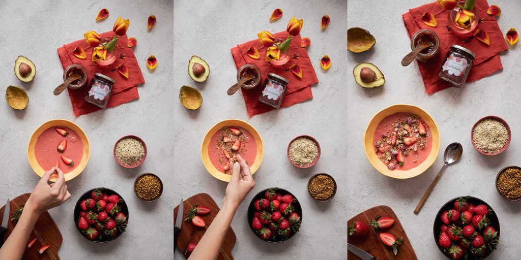 Smoothie bowl with rose jam - recipe