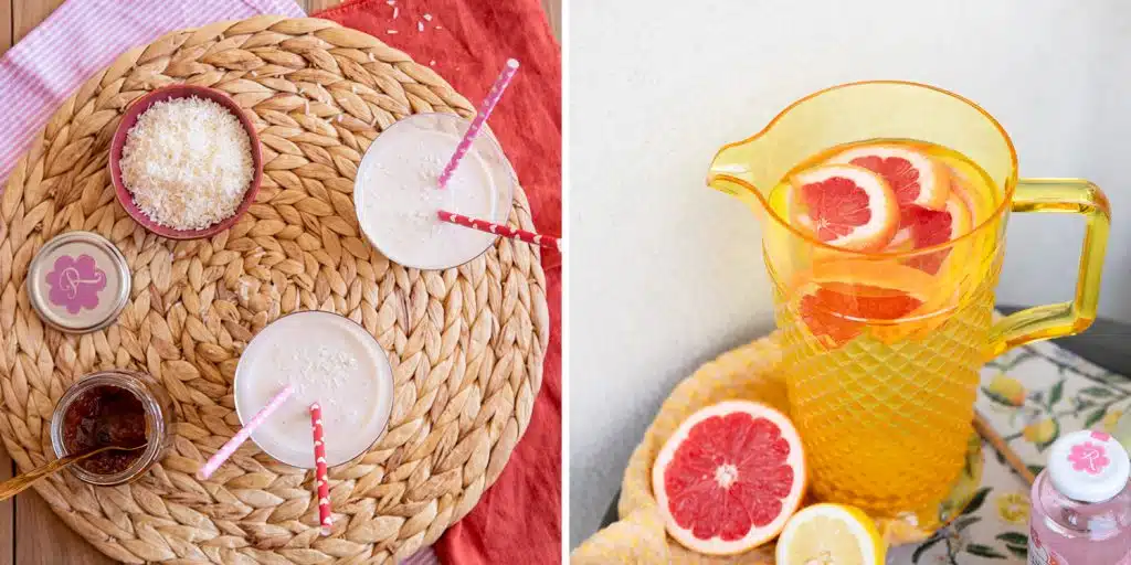 two detox drinks with rose flavour