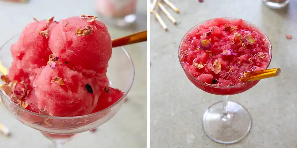 watermelon and rose water sorbet or slushy